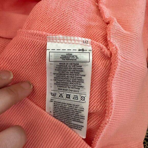 Adidas Classic Logo Hoodie Size XS Bright Coral Pink - Picture 8 of 12